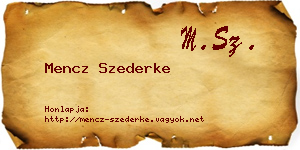 Mencz Szederke névjegykártya